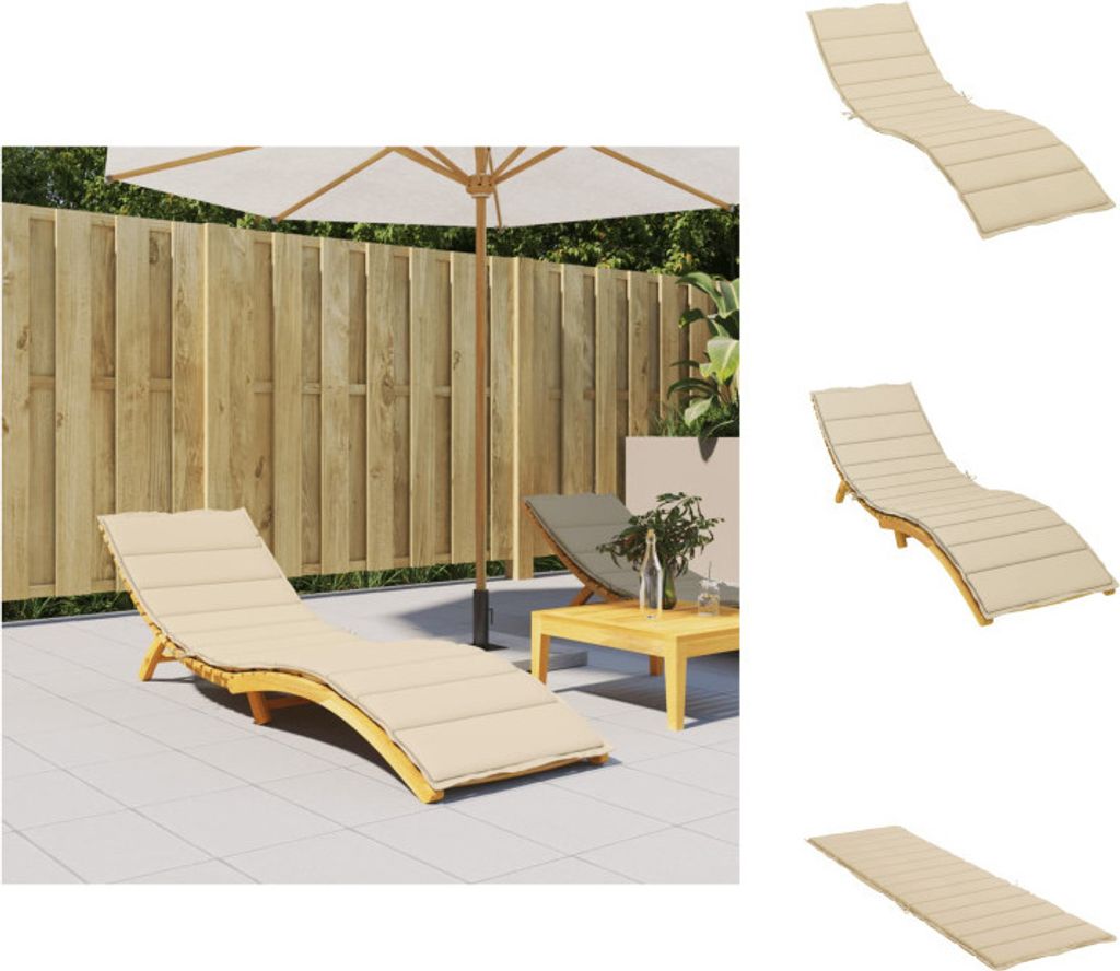 vidaXL Sonnenliegen-Auflage Beige 200x50x3 cm Oxford-Gewebe - Sitzpolster