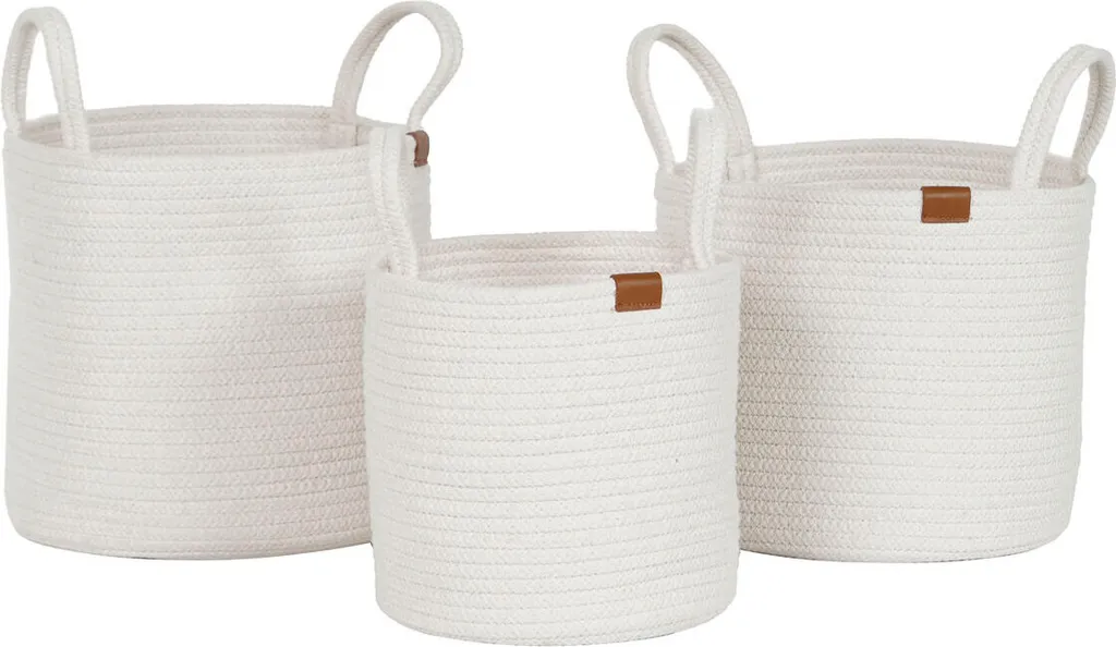 Désencombrez votre intérieur : paniers Home ESPRIT 30cm lot de 3 blanc