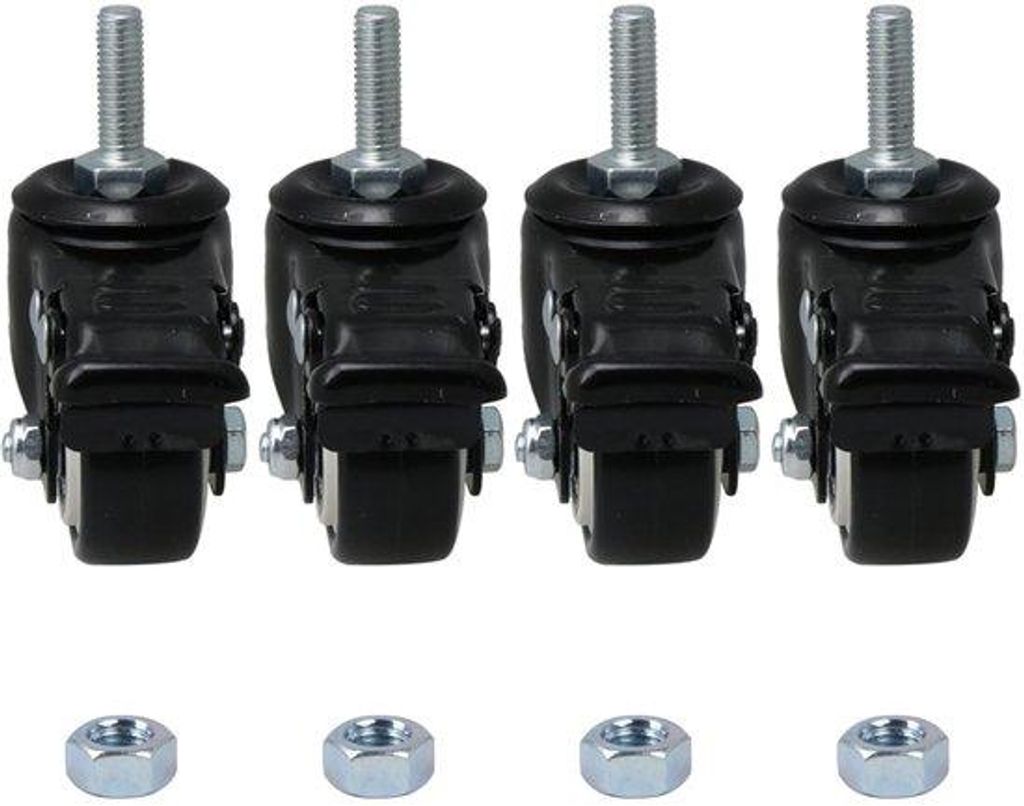 Ersatzräder mit Bremsen, 4 Stück, robust, 240 kg, M8 x 25 mm, PU, schwenkbare Räder mit Schloss für Rollwagen, Möbel, schwarz
