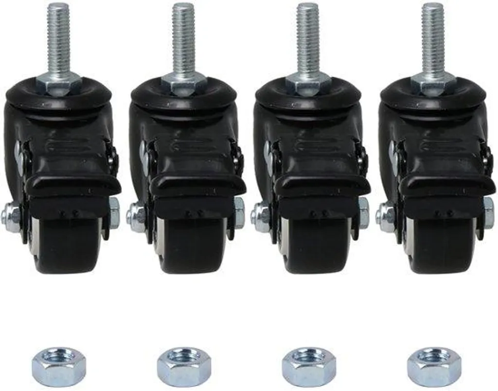 Kit 4 roulettes de transport M8 pour mobilier lourd et établi noir