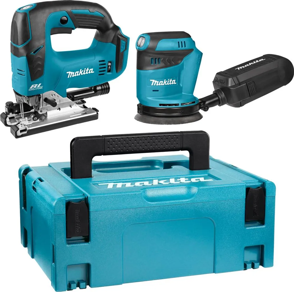 Pack Makita DLX2276J : Scie Sauteuse DJV182 et Ponceuse DBO180 18V LXT