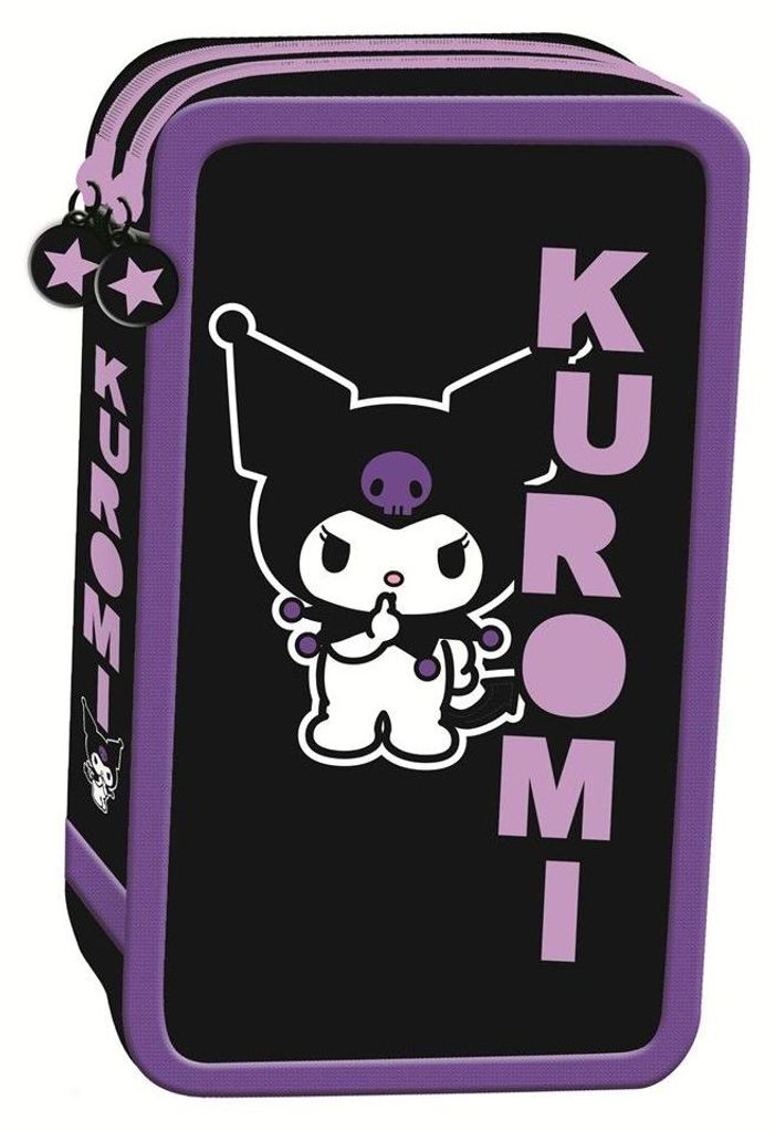 Piórnik 2 komorowy z wyposażeniem Kuromi Black Zdjęcie produktu 