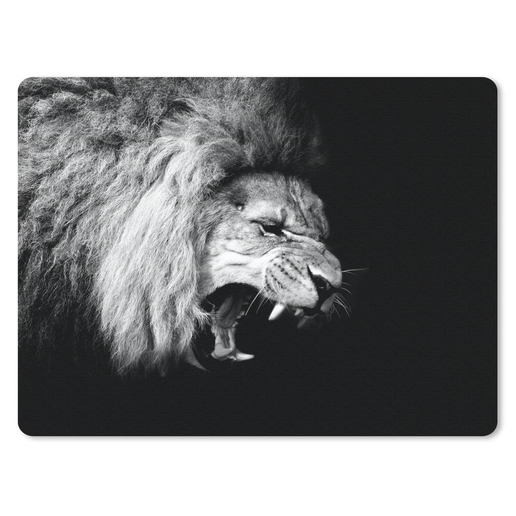 MuchoWow Mauspad Mousepad Löwe - Porträt - Schwarz - Weiß - Tiere 23x19 cm - Mousepads - Maus Mat - Pad - Mausunterlage - Schreibtischunterlag...
