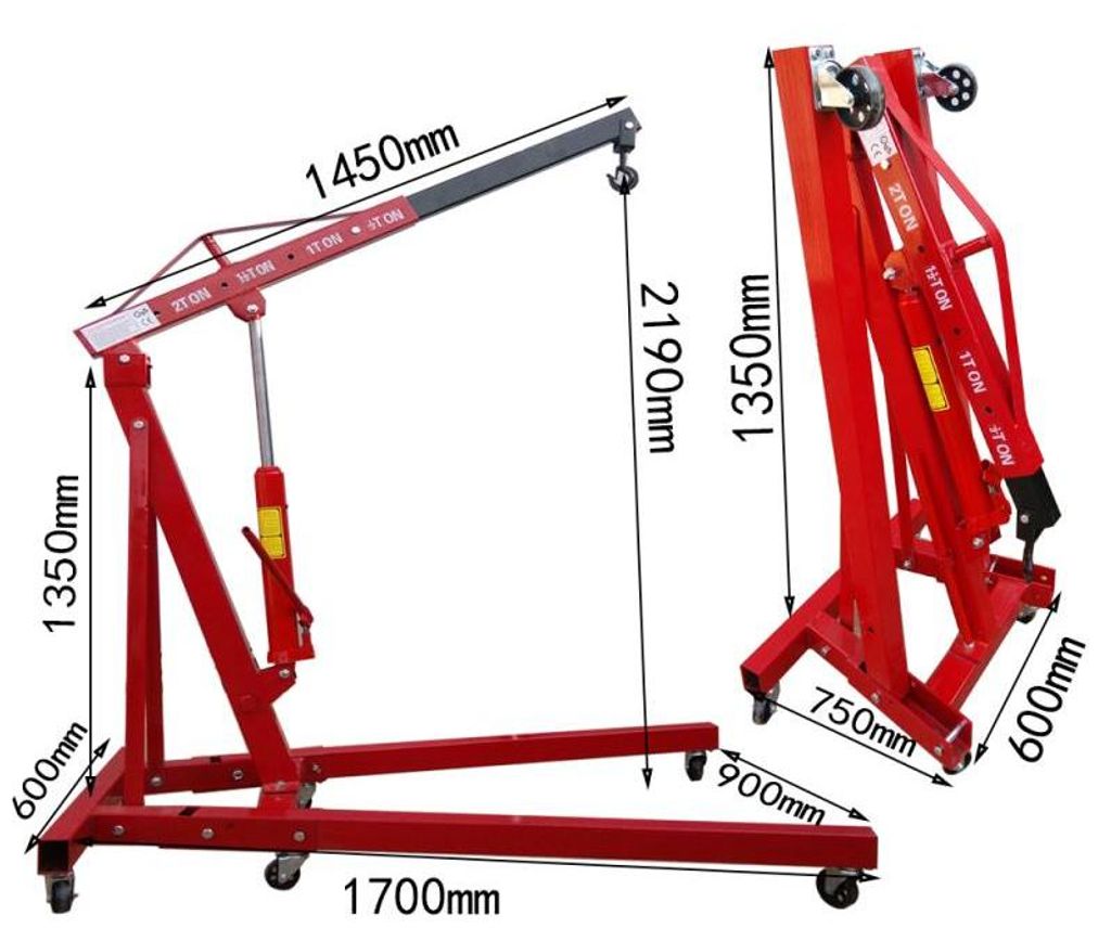 RETTER RT9009 Werkstattkran 2000 kg - Klappbarer Motorkran Produktbild 