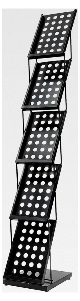 Faltbarer Prospektständer, 5 Etagen Zeitschriftenständer A4, Bodenstehender Literaturständer für Büro und Messe, 40×27×160 cm, Schwarz