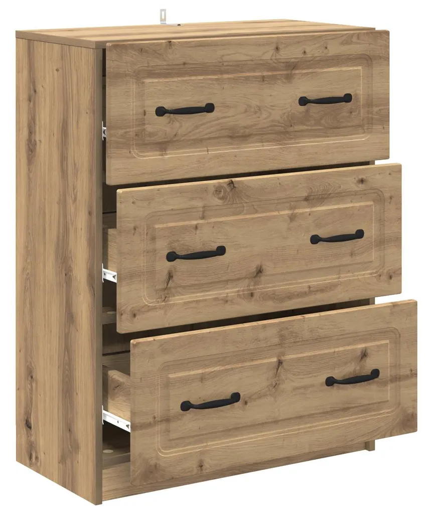Commode Chêne Artisanal 66 cm Robuste avec Finition Bois Naturel Mat - 3