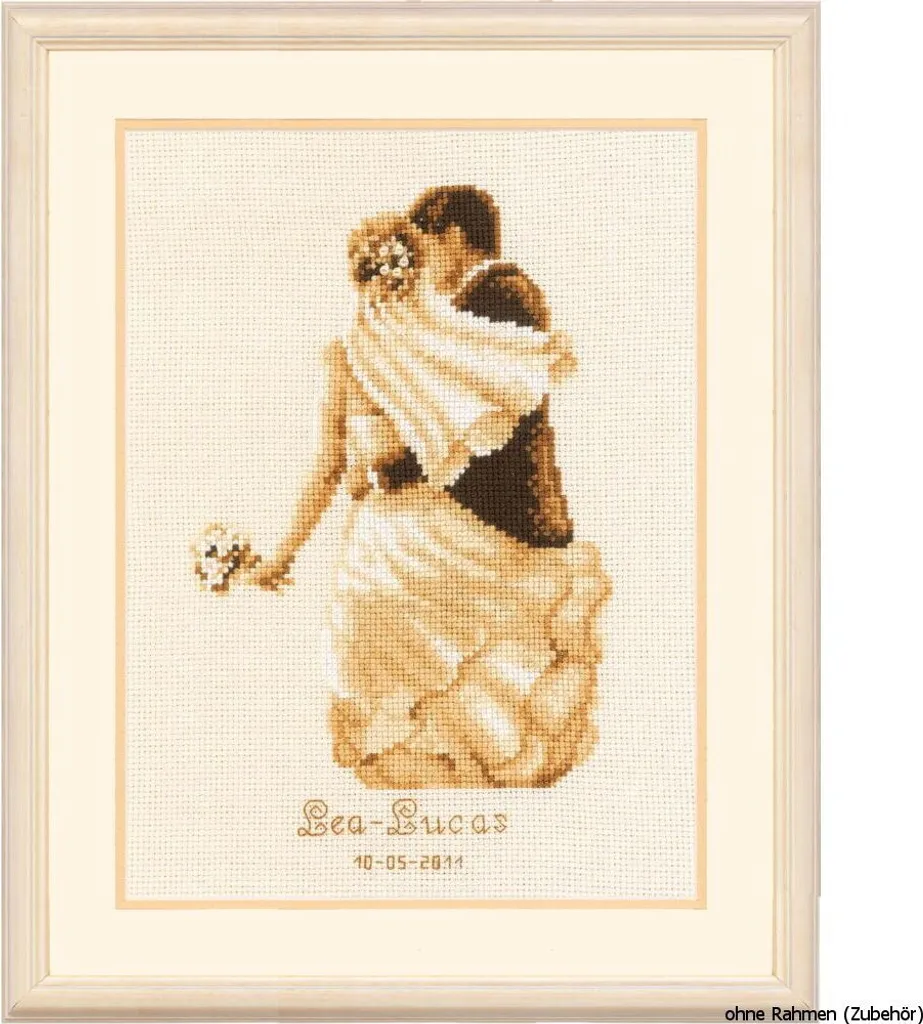 Vervaco Kit Broderie Point de Croix Compté Jeunes Mariés - Modèle PN-0147