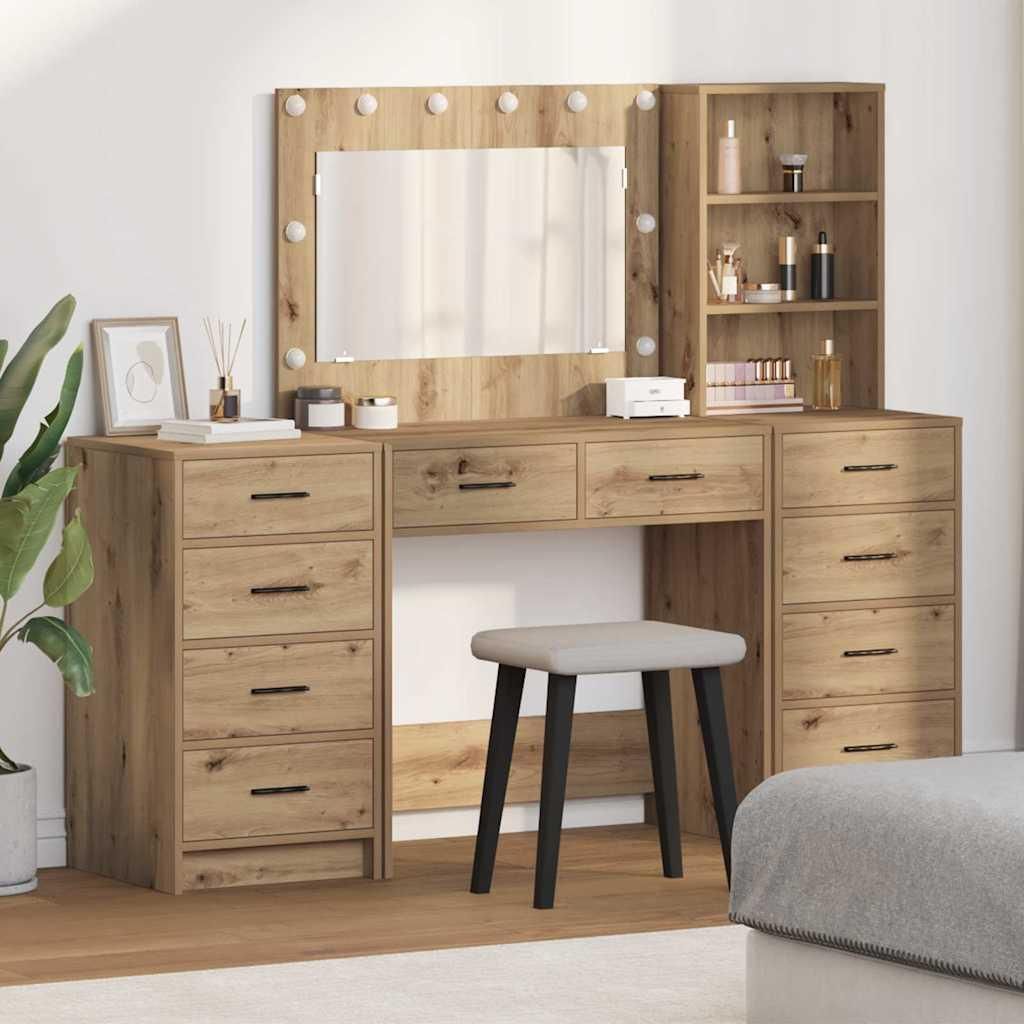Möbel Schminktisch 3 pcs Braun 40 x 41 x 135 cm Holzwerkstoff - Schminktische 3334217