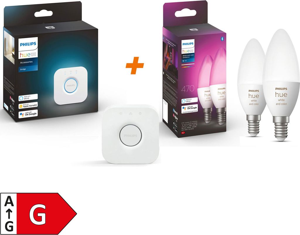 Starter Set Hue-Bridge + Hue LED E14 Leuchtmittel Produktbild 5