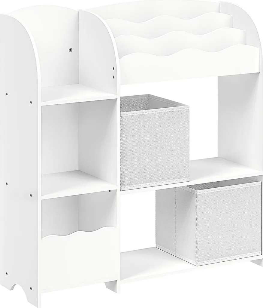Étagère enfants avec 2 boîtes pour jouets et livres blanc nuage 60cm