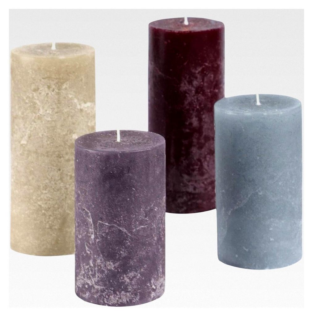Kerzen-Set 4 Stück Berekua, zwei Größen, handgefertigt, durchgefärbt und geruchsneutral, ansprechende Farbkombination, Adventskerzen, Adventskr...