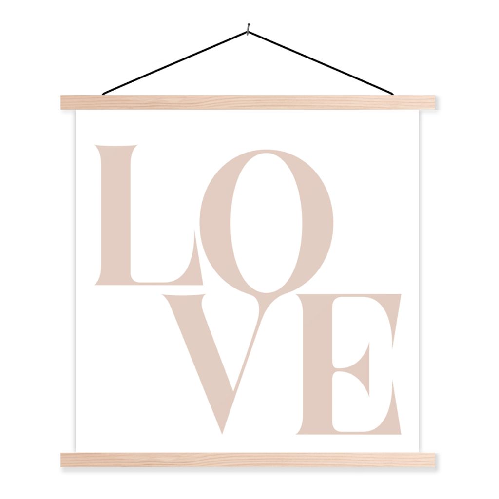 MuchoWow Textilposter Text - Zitate - Liebe 60x60 cm mit holzfarbenen Rahmen - Wanddekoration