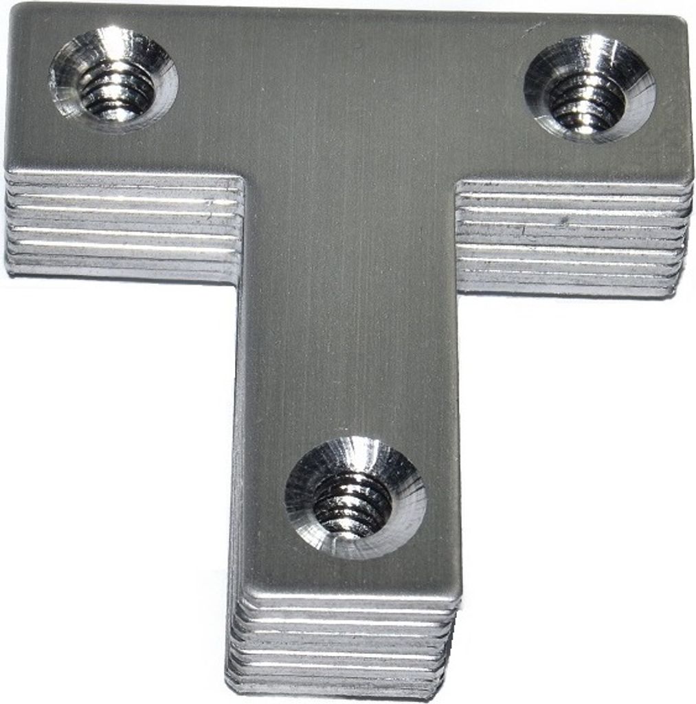 Edelstahl T-Verbinder 40x40x12mm (VE 10 Stück) Lochwinkel Montagewinkel Möbelbefestigung