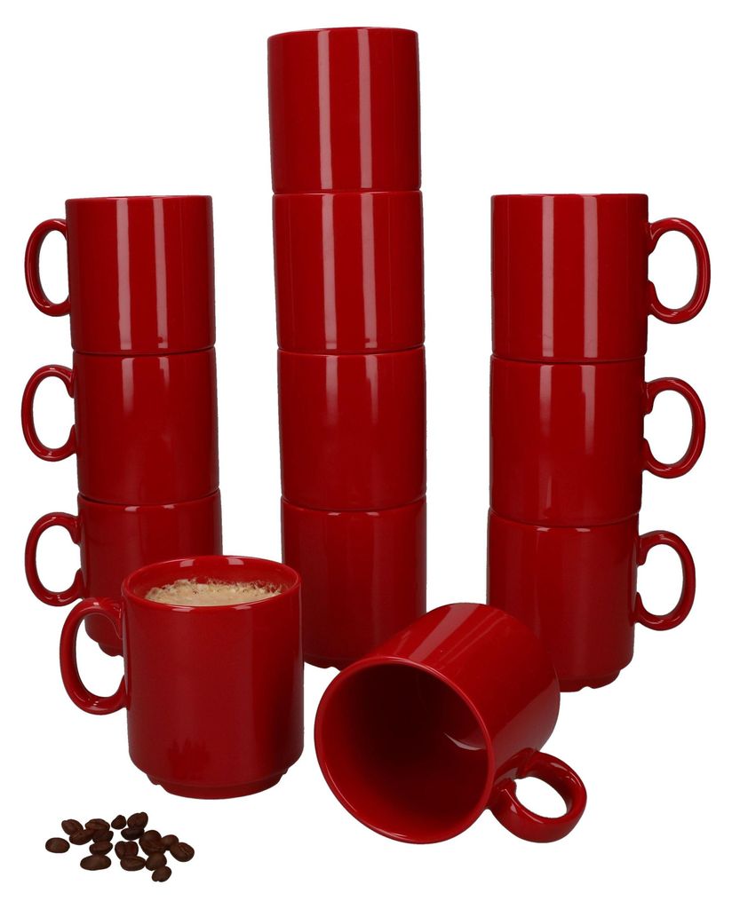 12er Set Event Kaffeebecher 250ml rot Porzellan-Tassen Produktbild 
