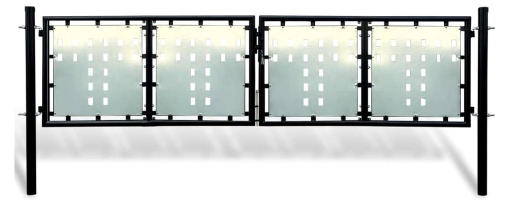 Zauntor Gartentor Gartentür Hoftor Stahl Doppeltor 300 x 125 cm Schwarz