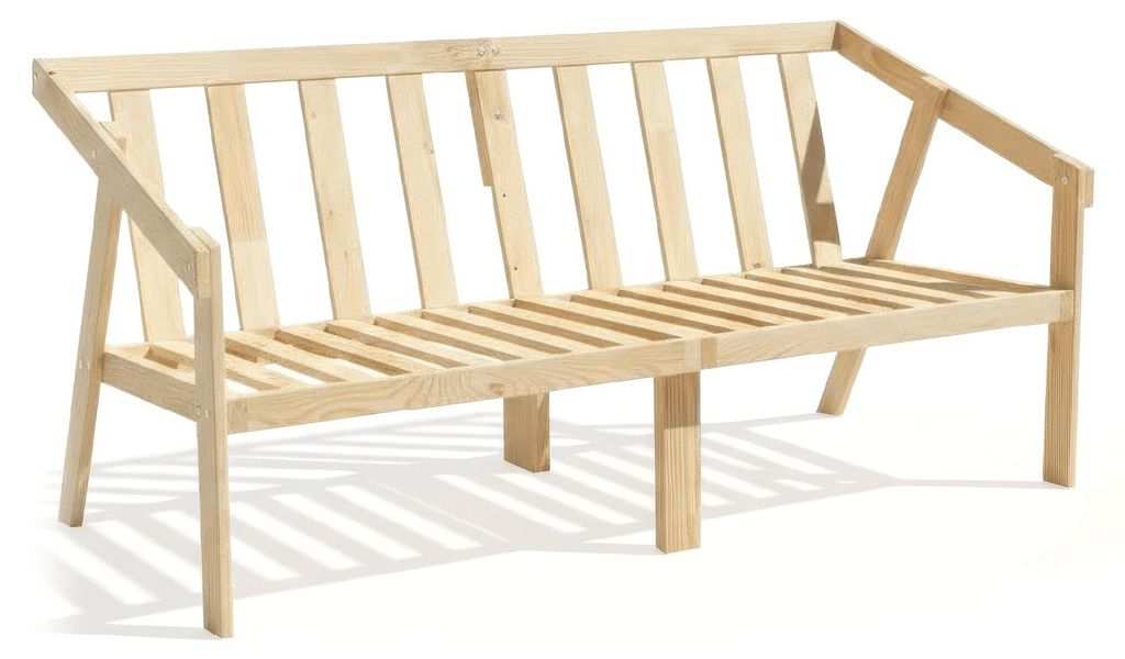 PATKAR Gartensofa 157x76x76 cm - Holz Gartenmöbel für Terrasse, Garrten & Balkon - Natur unbehandelt Gartenbank bis 350kg belastbar