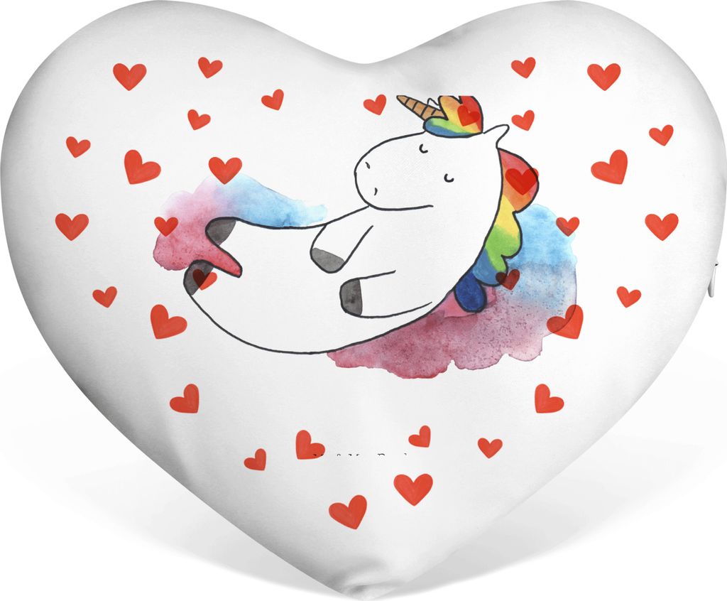 Mr. & Mrs. Panda Dekokissen Einhorn Wolke 7 - Weiß - Geschenk, Liebeskissen, dekoartikel, Lustig, Sofakissen, Herzkissen, Deko, Glaube, Einhörner...