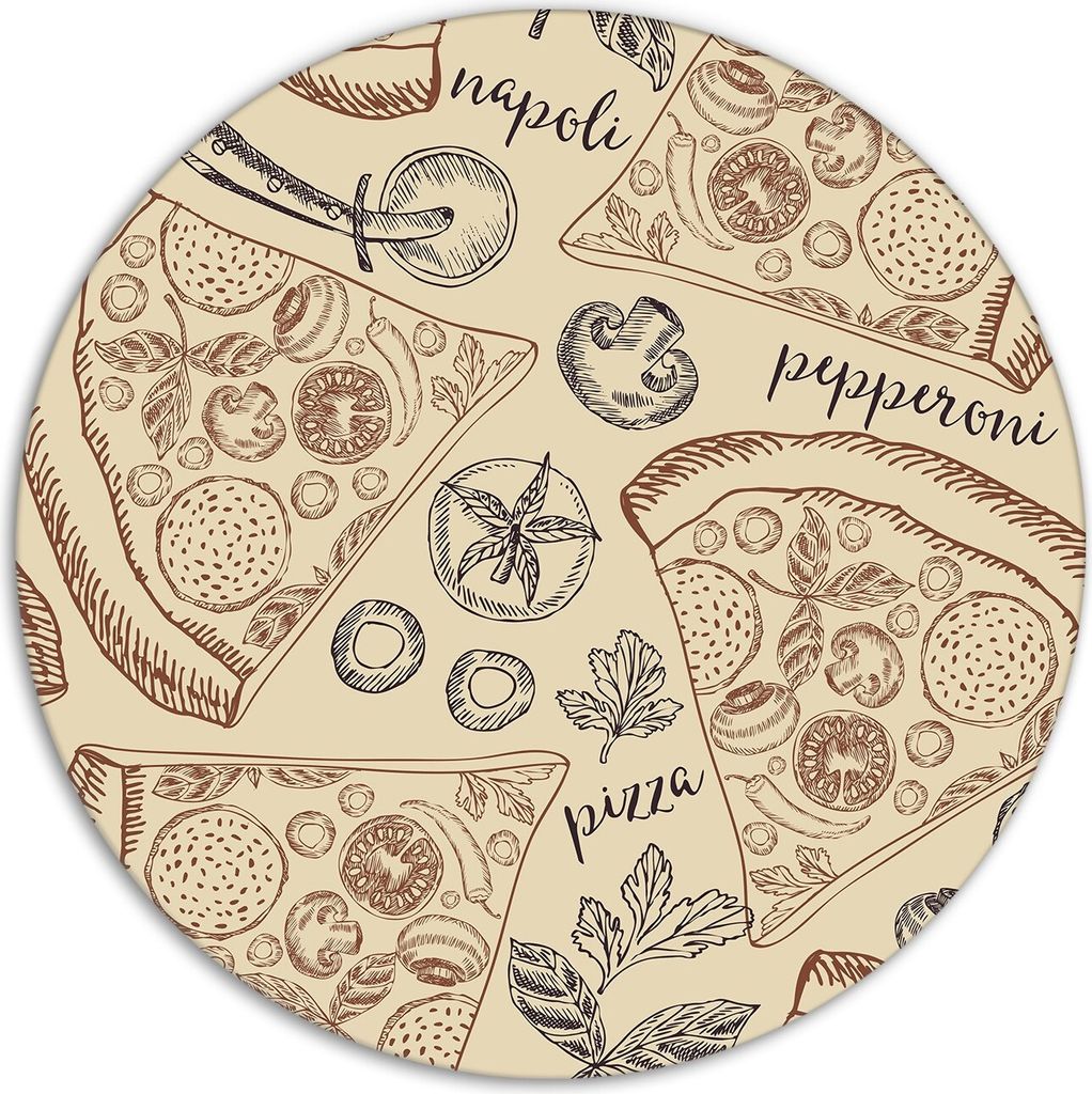 Glas-Herdabdeckplatten Glaskeramikkochfeld-Abdeckung Spritzschutz Glas Runden Schneidebrett fi40 cm - Pizza Motive
