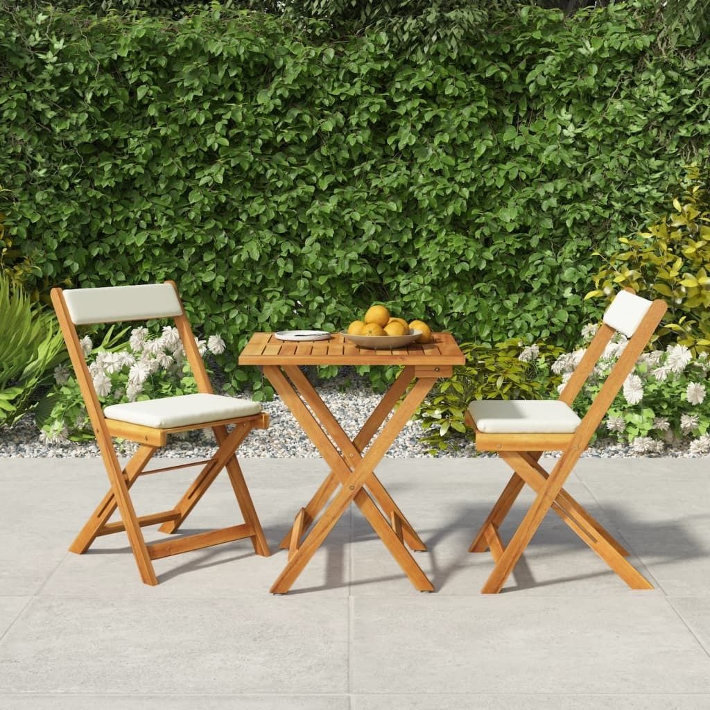 "Rabatt" 3-tlg. Bistro-Set - mit tishe & Stuhl - Klappbar mit Kissen Massivholz Akazie - Lounge-Dining set CC8491