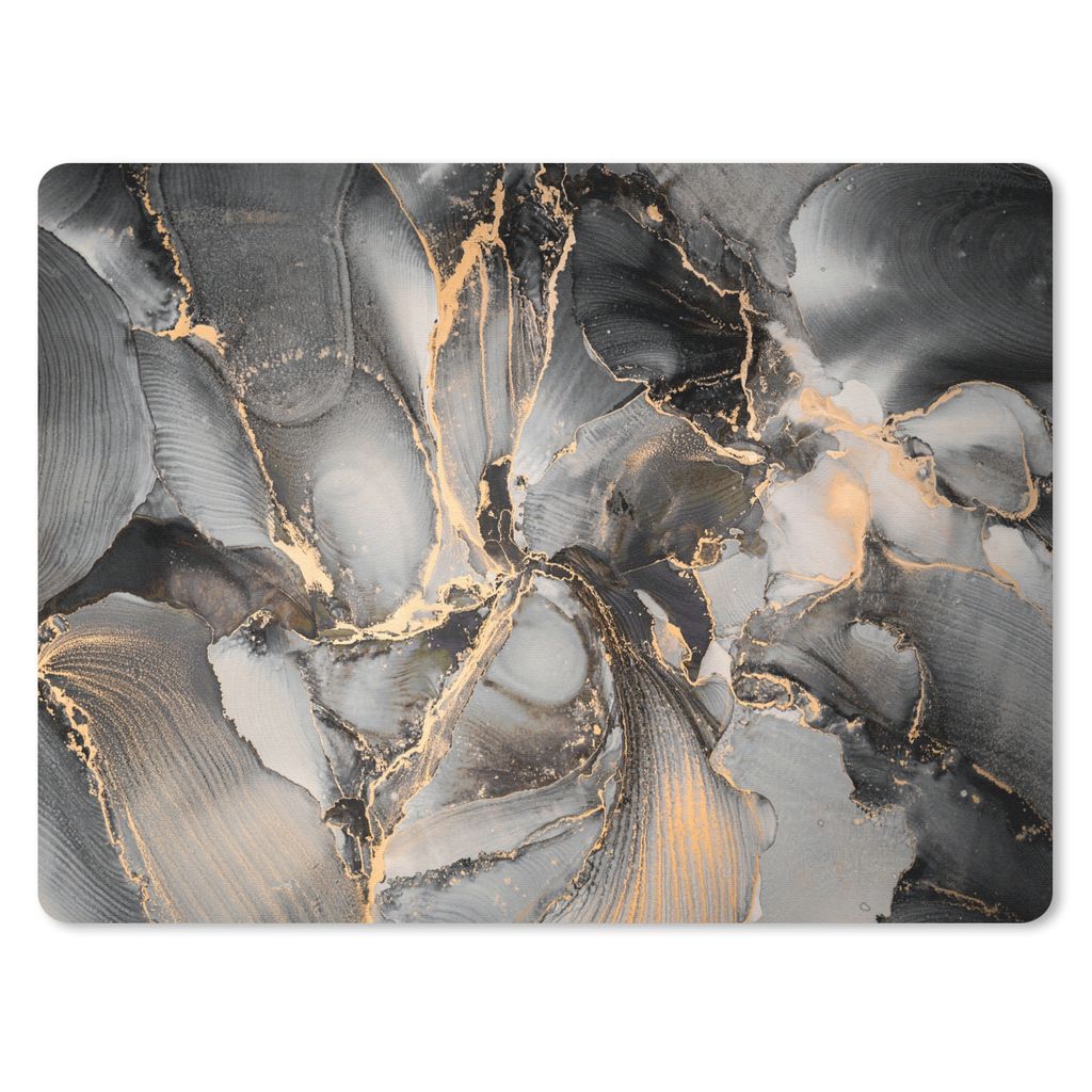 MuchoWow Mauspad Mousepad Grau - Luxus - Gold - Marmor 23x19 cm - Mousepads - Maus Mat - Pad - Mausunterlage - Schreibtischunterlage - Mauspad