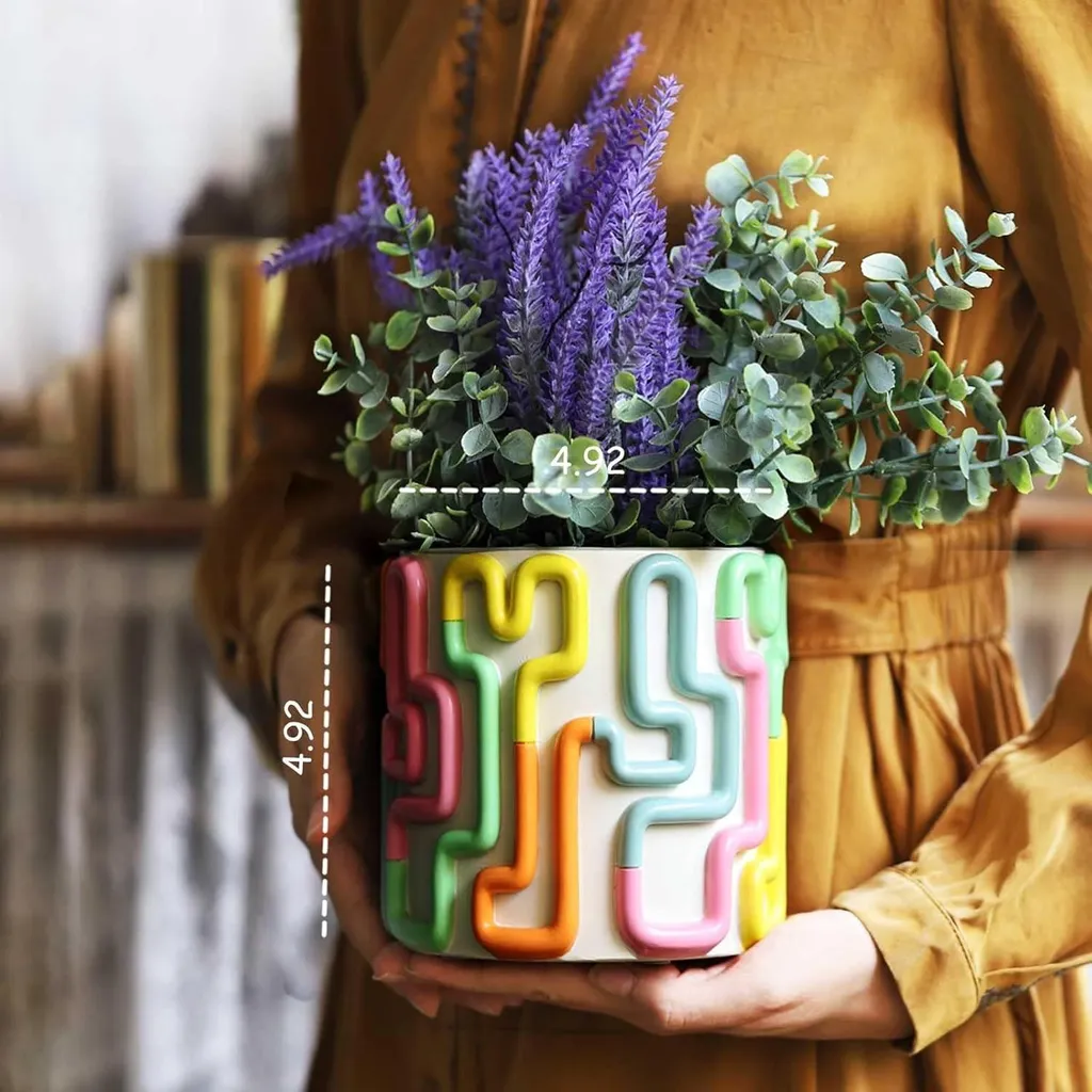 Pot de fleurs multicolore incassable - Solution déco résine 12,5 cm - 2