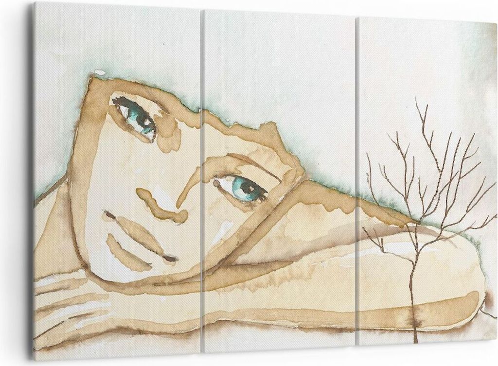 Bild auf Leinwand - Leinwandbild - Gesicht Dame Fantasie Grafik - 165x110cm - Wand Bild - Wanddeko - Leinwanddruck - Bilder - Kunstdruck - Wanddeko...