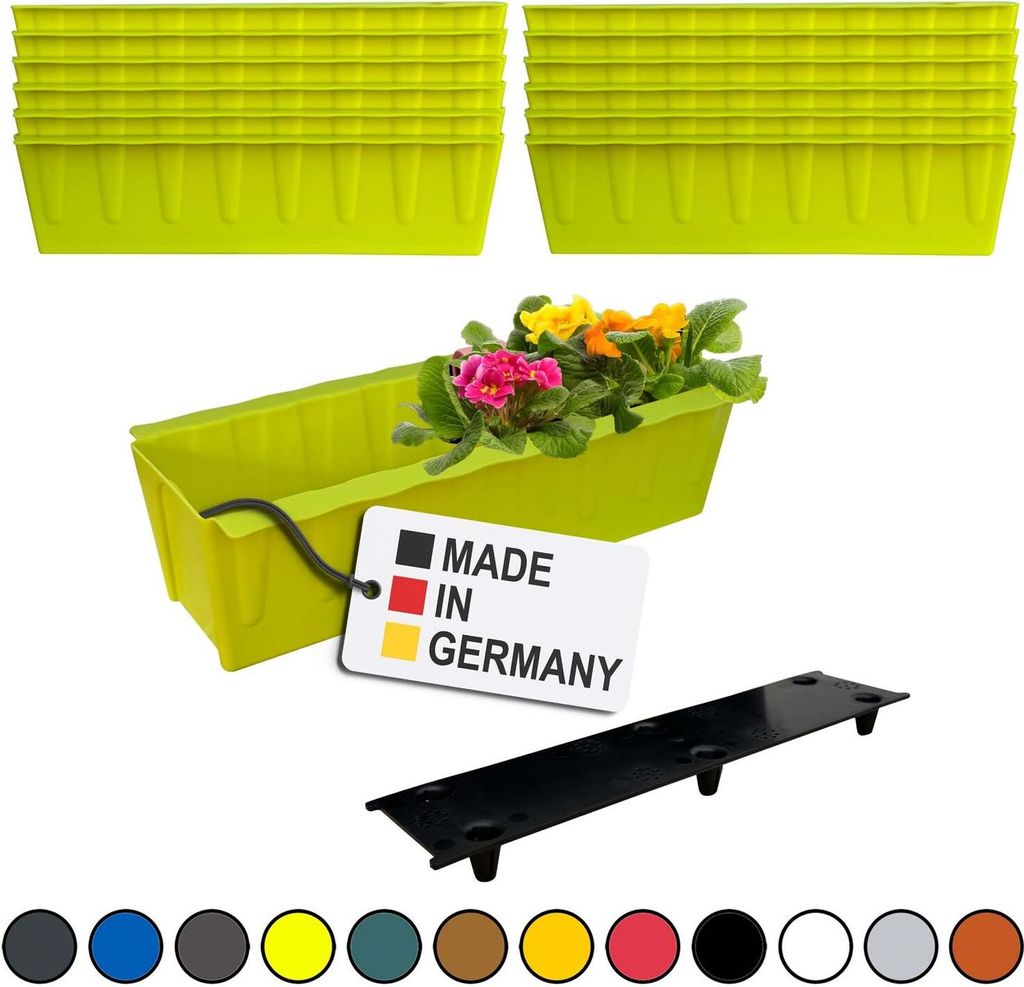 BURI 12 Euro-Paletten Blumenkästen-Einsätze inkl. Bewässerungsmatte | 37,3cm Hellgrün | Pflanzkasten für Europalette Palette | Balkonkasten | ...
