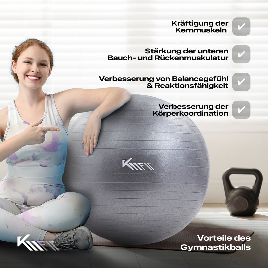 KM-Fit gymnastický míč 55 cm, tréninkový míč se vzduchovou Obrázek produktu 4