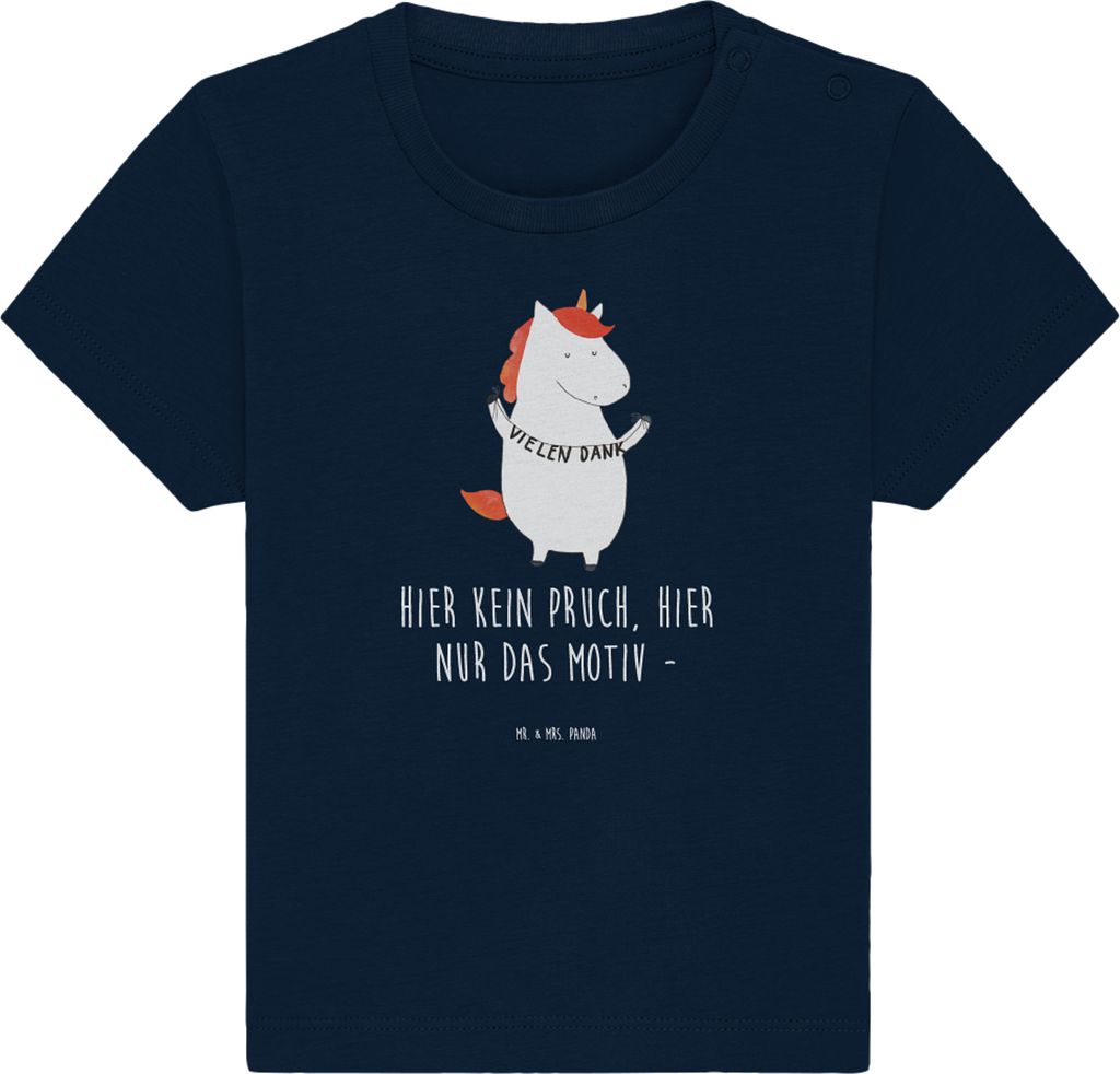 Mr. & Mrs. Panda T-Shirt Einhorn Dankeschön 6. - 12. Monat - French Navy - Geschenk, Babyshirt, Kinder, Danksagung, Kleinkind, Unicorn, Vielen Dan...
