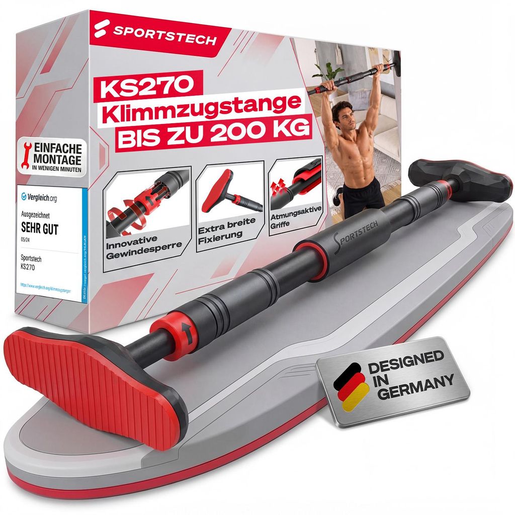 Sportstech Klimmzugstange KS270, Anti-Rutsch Griffe, Produktbild 