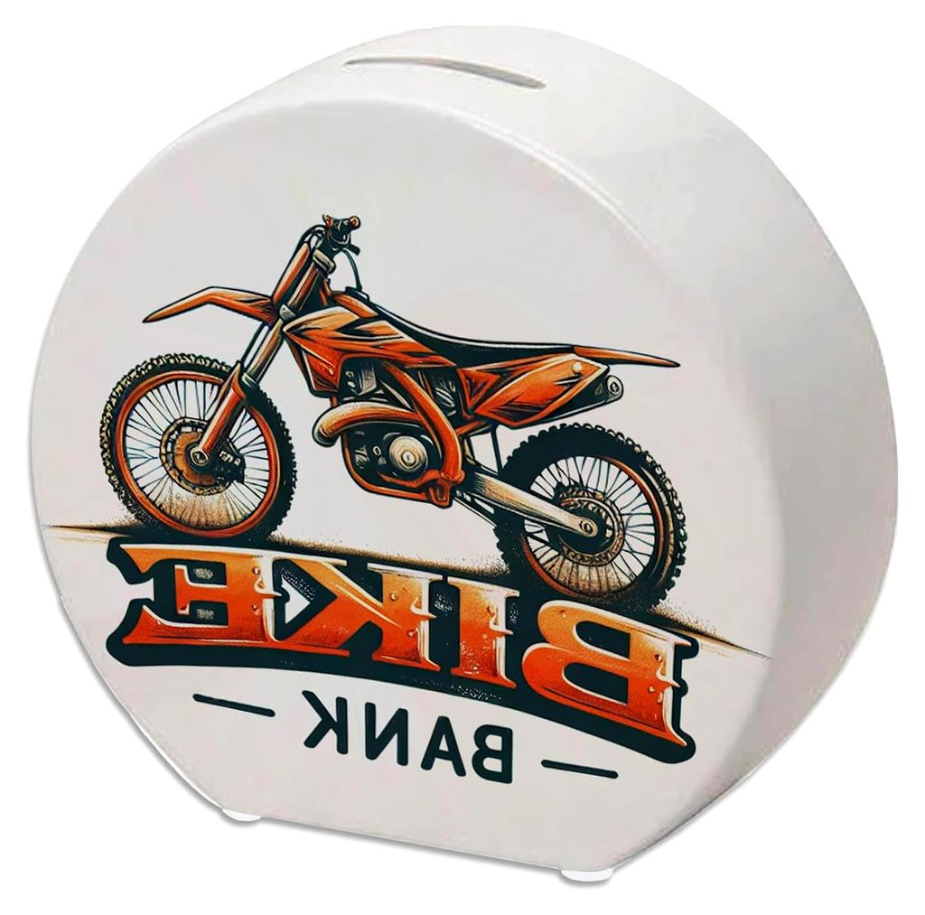 Motocross-Motorrad Spardose mit Aufschrift