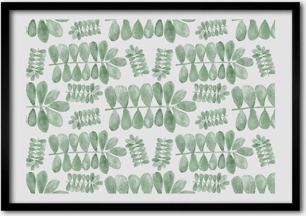 Bild - Bilderrahmen - 100 cm x 70 cm - MDF - Rahmen - Foto - Wandkunst Grüne Blätter