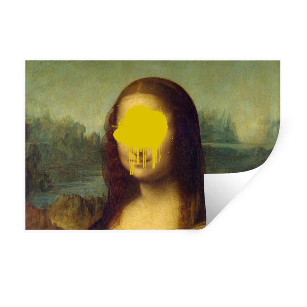MuchoWow Wandtattoo Wandsticker Wandaufkleber Mona Lisa - Leonardo da Vinci - Gelb 30x20 cm Selbstklebend und Repositionierbar - Wierderverwendba...