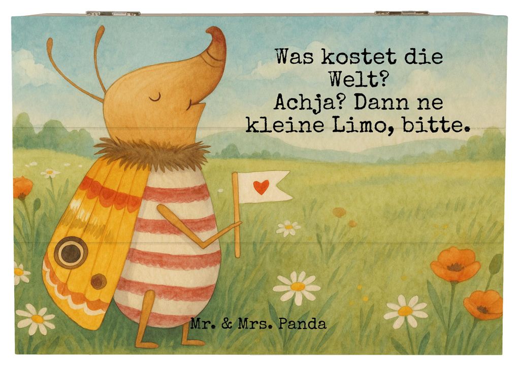 Mr. & Mrs. Panda Schatulle Nachtfalter Fähnchen Design 22 x 15 cm - Weiß - Geschenk, Lustige Sprüche, Kiste, Schatzkiste, Geschenkbox, schatztru...
