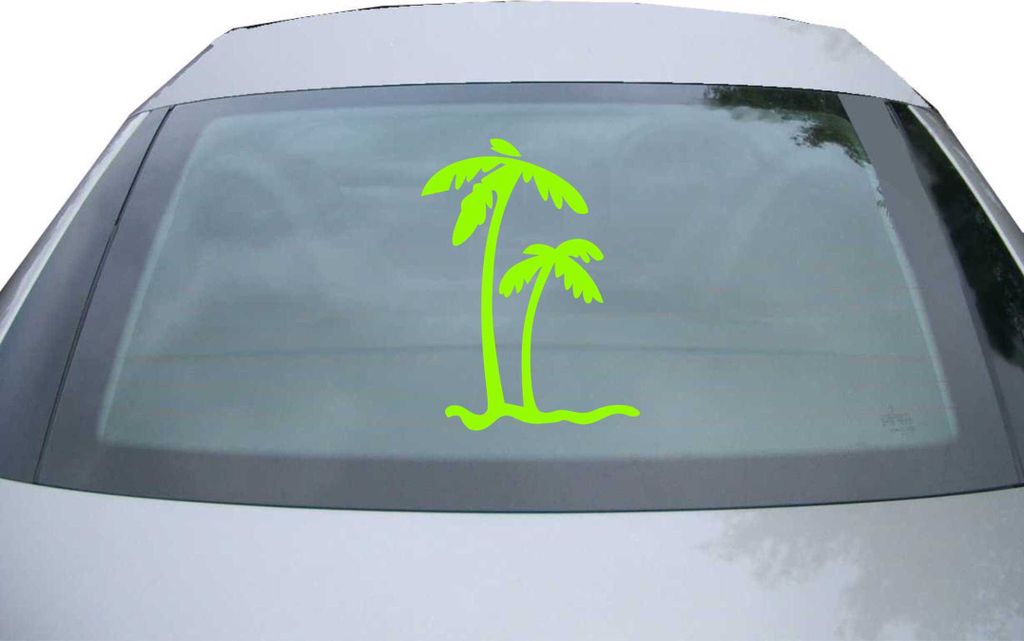 Indigos UG - Aufkleber Heckscheibe & Motorklappe DE2388 - neongrün - 600x450 mm - Palmen - Auto Scheiben Fenster Heckklappe Tuning Racing JDM - Di...