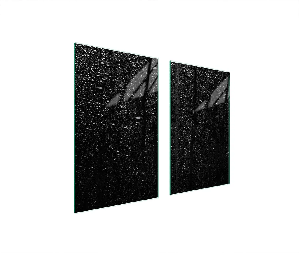 Piastre Copri Fornelli 75x52 in Vetro Temperato Goccia Nera - 2 Pezzi