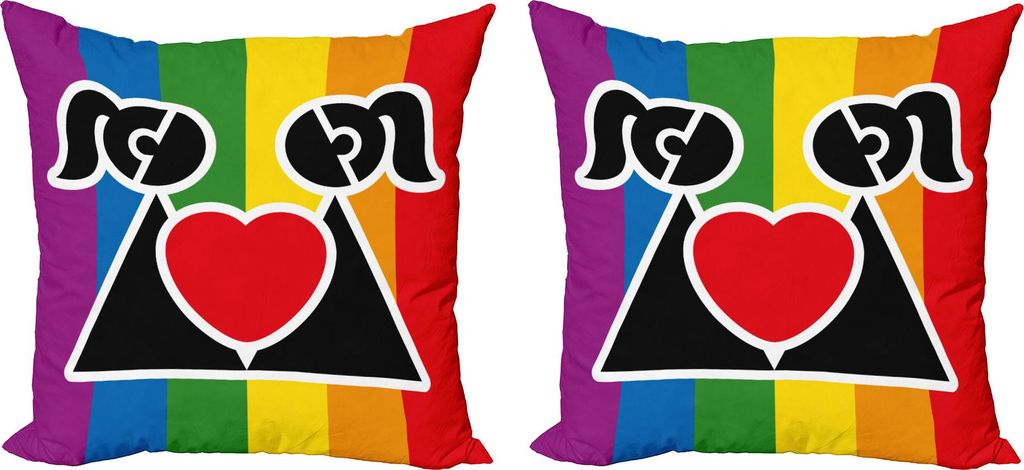 ABAKUHAUS Valentines Kissenbezug Set (2Stück), Liebe gewinnt queere homosexuelle Paare, die eine Herz-Freundin romantische glückliche Grafik halt...