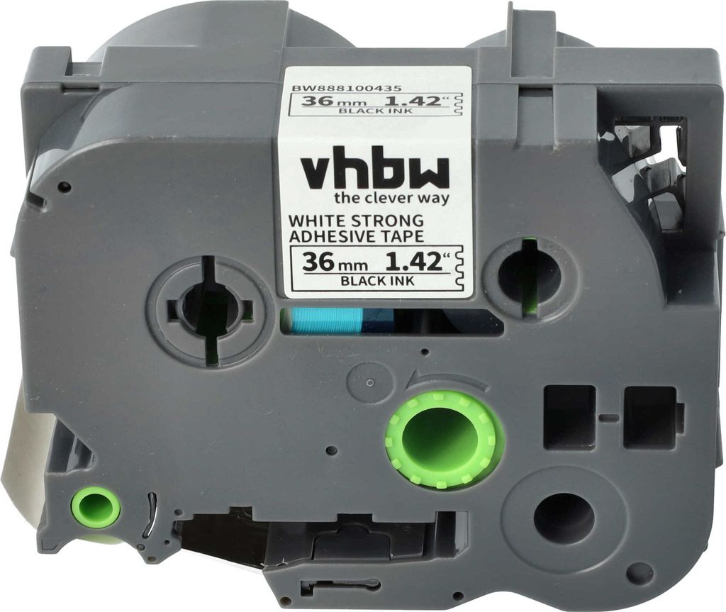 vhbw Schriftband-Kassette kompatibel mit Brother PT D800W, E800W, P900, P900NW Etiketten-Drucker 8m x 36mm Schwarz auf Weiß, Extra Stark, Laminiert