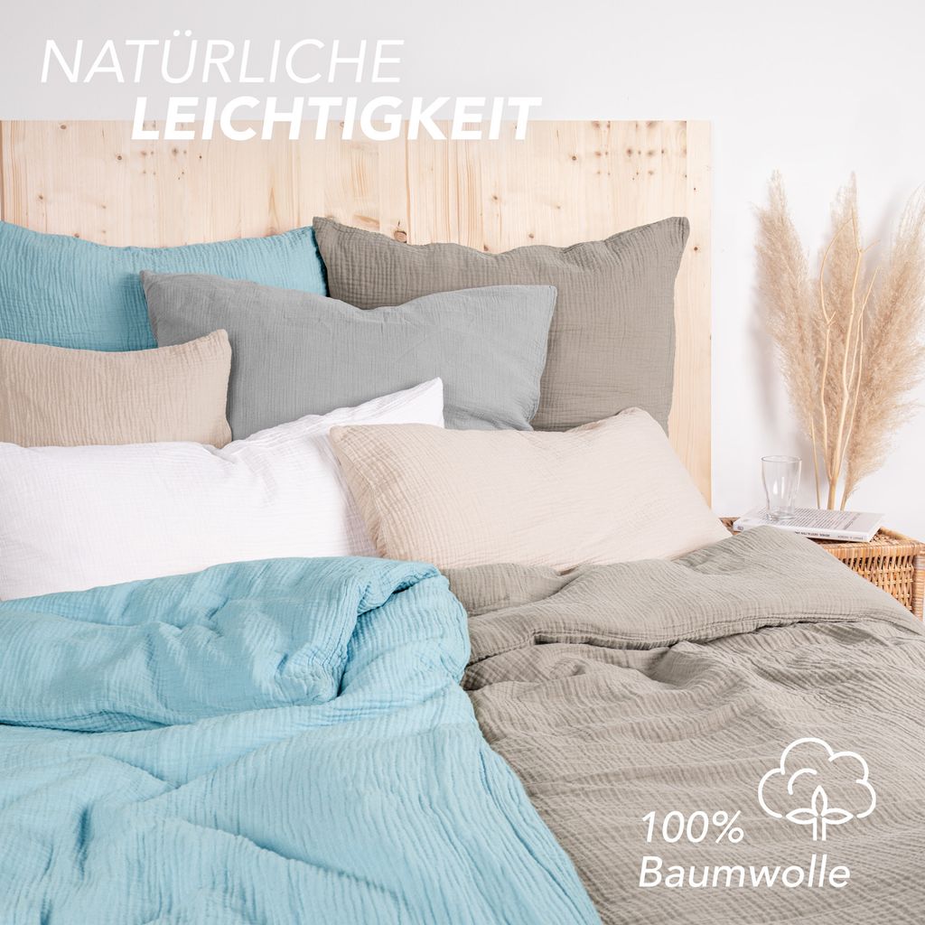 Pure Label Musselin Bettwäsche 155x220 cm mit einem Produktbild 2