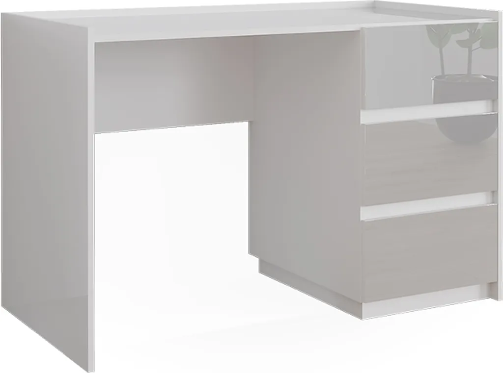 Coiffeuse Vicco Marla Blanc Haute Brillance 120cm avec 3 Tiroirs 51970