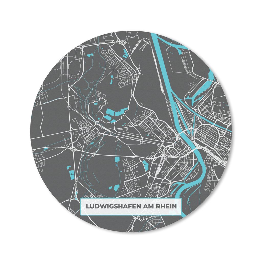 MuchoWow Mauspad Mousepad Karte - Ludwigshafen am Rhein - Blau - Stadtplan - Deutschland 40x40 cm - Mousepads - Maus Mat - Pad - Mausunterlage - ...