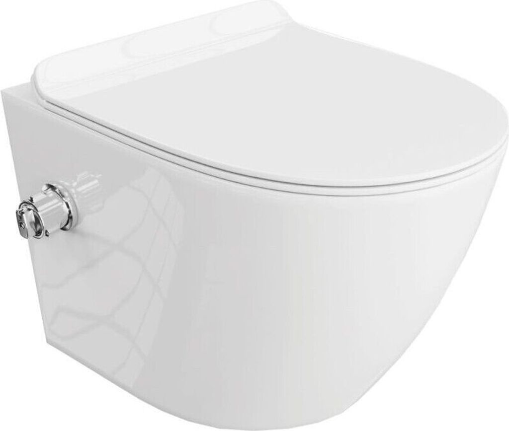 LAVITA Wand-WC Salto | HŠnge Toilette | WC mit Bidet-Funktion | Toilettendeckel mit Absenkautomatik & Metallscharniere | Toiletten SpŸlrandlos H...