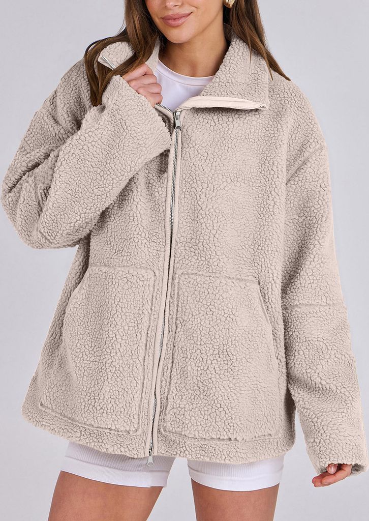 Teddy Fleecejacke Damen - Dicke Winterjacke Mit Reißverschluss
