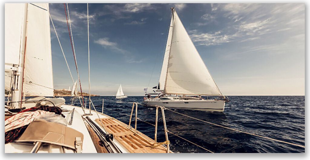 Küchenrückwand aus Glas 140x70cm Spritzschutz Boote Meer Landschaft