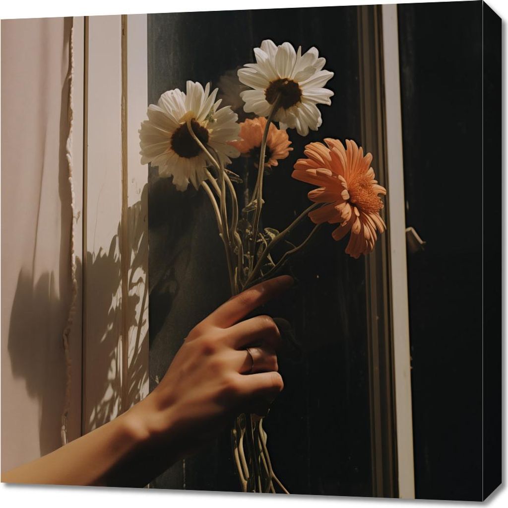 Bild 70x70cm Strahlen und Blütenblätter