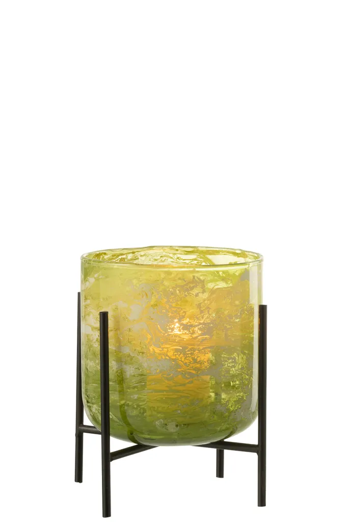 Photophore stable J-Line en marbre vert pour sécuriser vos bougies