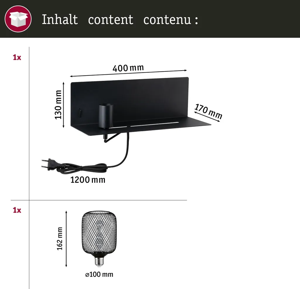 Paulmann Bundle Devara Applique Murale LED avec Port USB et Tablette