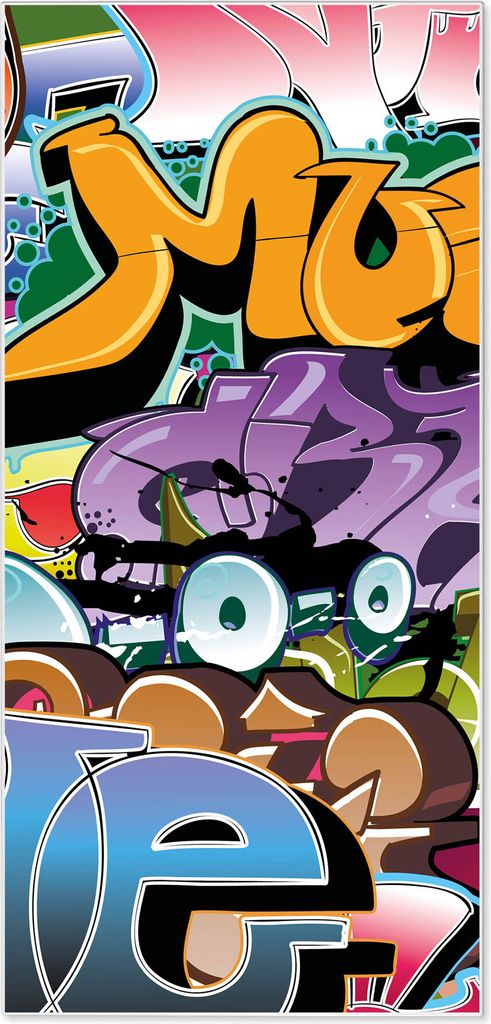 Stahl Magnettafel Hochformat 78x37cm Graffiti