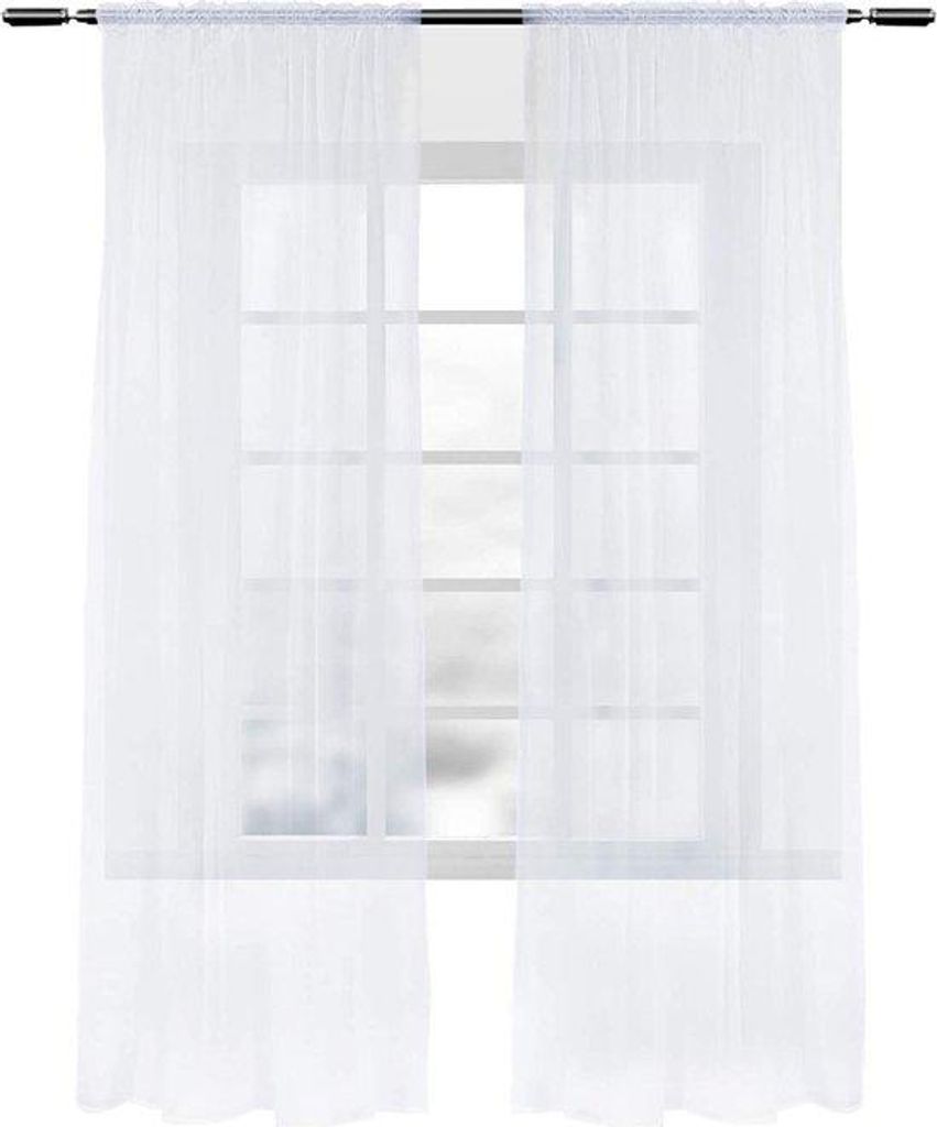 Weisse Polyester Vorhänge 140x245cm 2teilig