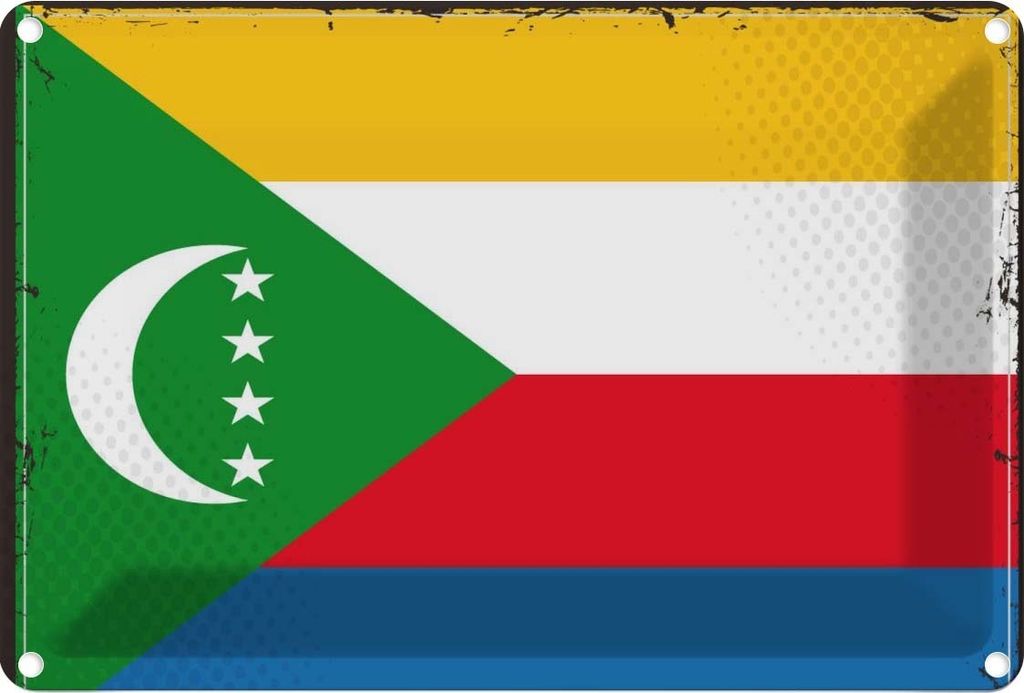vianmo Blechschild 12x18 cm der Komoren Comoros Flagge Fahne Wappen